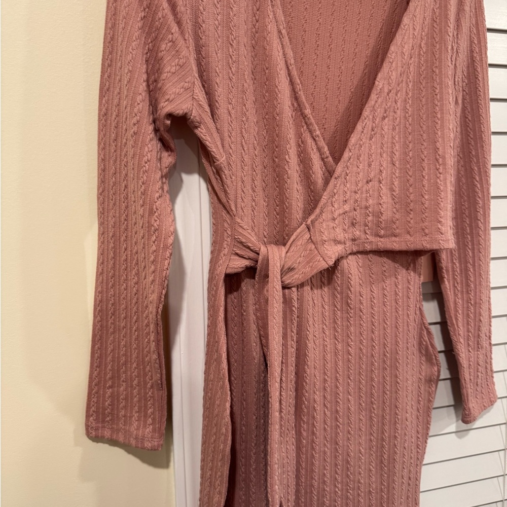 Blush Textured Wrap Robe